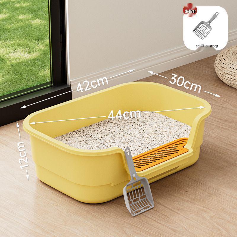 Extra Large Splash-Proof High-Sided Cat Litter Box, Semi-Enclosed & Easy to Clean