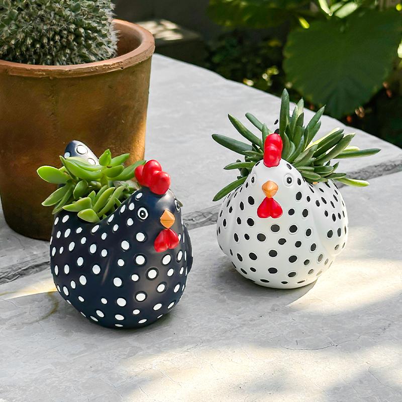 Vaso Fiorito Gallina Maculata Divertente Vaso Fiorito Modello Gallo Carino Fioriera Decorazione Giardino Cortile Fattoria Regalo