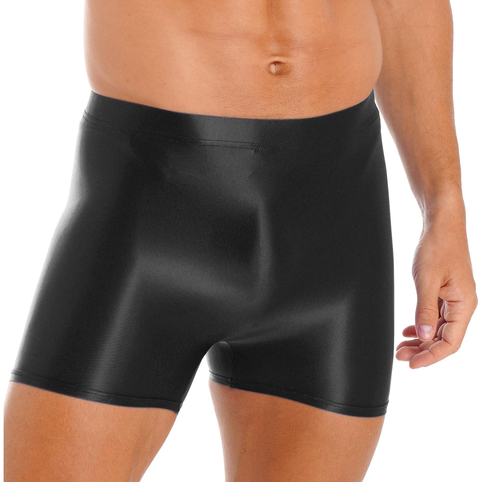 

Чоловіча еластична нейлонова глянцева білизна, спортивні штани з високою талією, шорти-боксери для плавання XL чорний