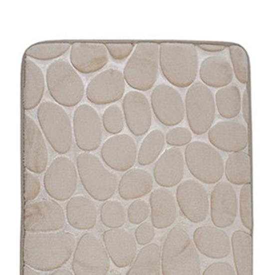 1 Set Cobblestone Pattern Toilet Lid Cover Super Soft Polyester Foldable Anti-skid Bath Mat for Home