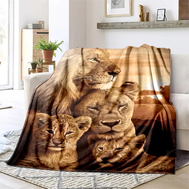 1PC Lion Printed Blanket, All Season Lightweight Home Office Outdoor Nap Multifunctional Blanket
