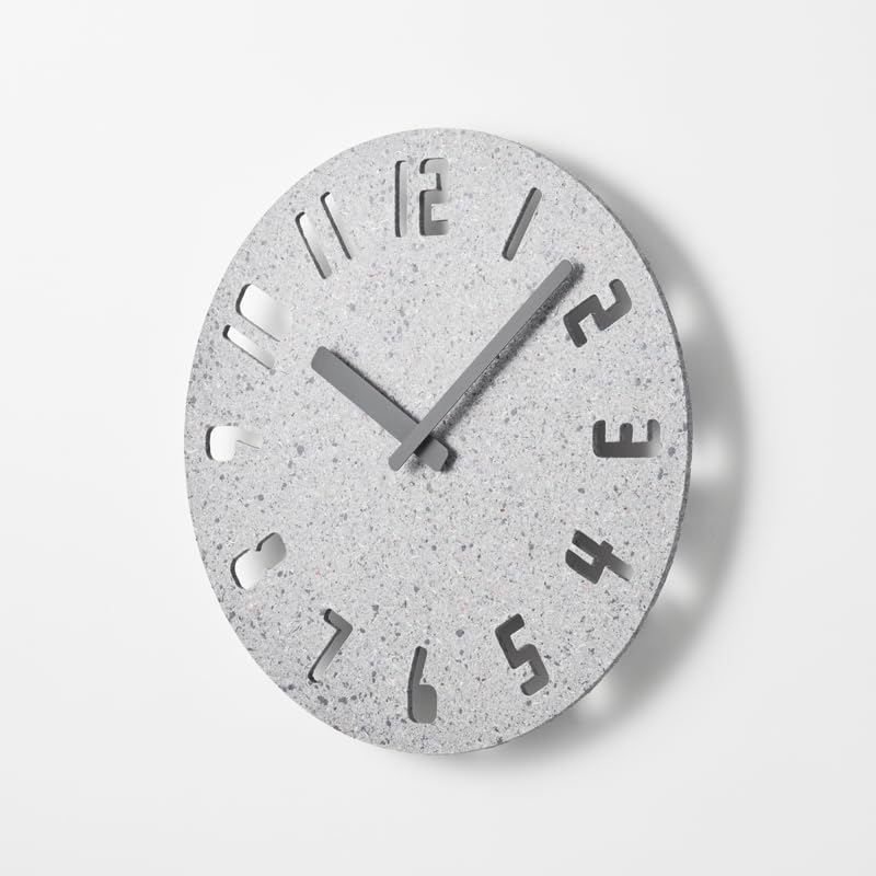 Lemnos Paneco Analog Wall Clock, Made of Recycled Fiber Board, Light Gray, PANECO CLOCK HIL22-10 LGY