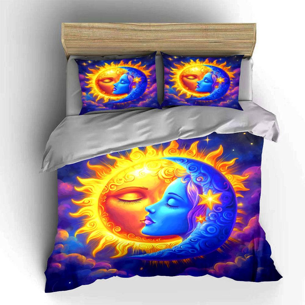 Sun And Moon Tapestry Set Multiple Sizes Kid'S And Adults' Bedroom Exquisite 3Pc Bedding Set, Gift