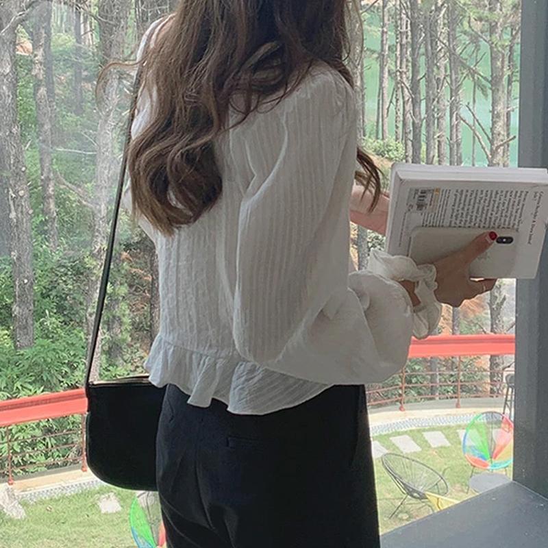 New Long Sleeve Spring Sweet Blouse Lace Up Women White Shirt Casual Girls Elegant Korean Fashion Women Blouses Femme Tops Soft 11700