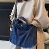 Large Capacity Tote Bag Women's New Denim Canvas Bag Retro Casual Crossbody Bag College Student Literary Shoulder Bag