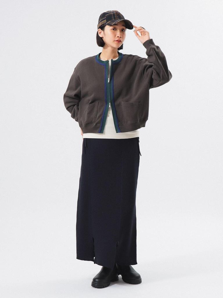 Beams Boy Women's Three-Tone Sweatshirt Cardigan In CHARCOAL.G, One Size