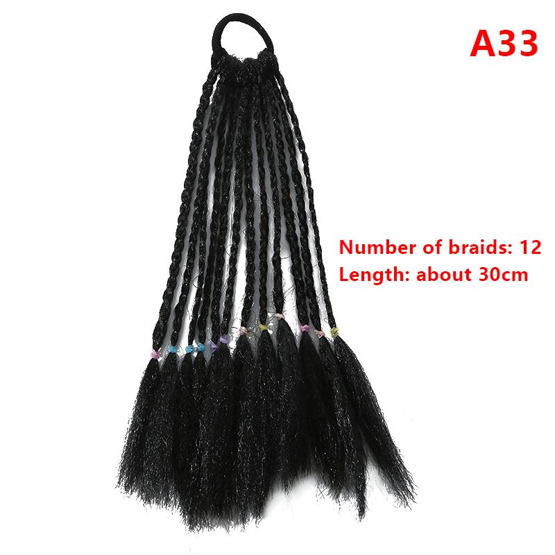 Children'S Wig Ponytail Dirty Braid Ponytail Hair Loop Short Three Braid Ponytai