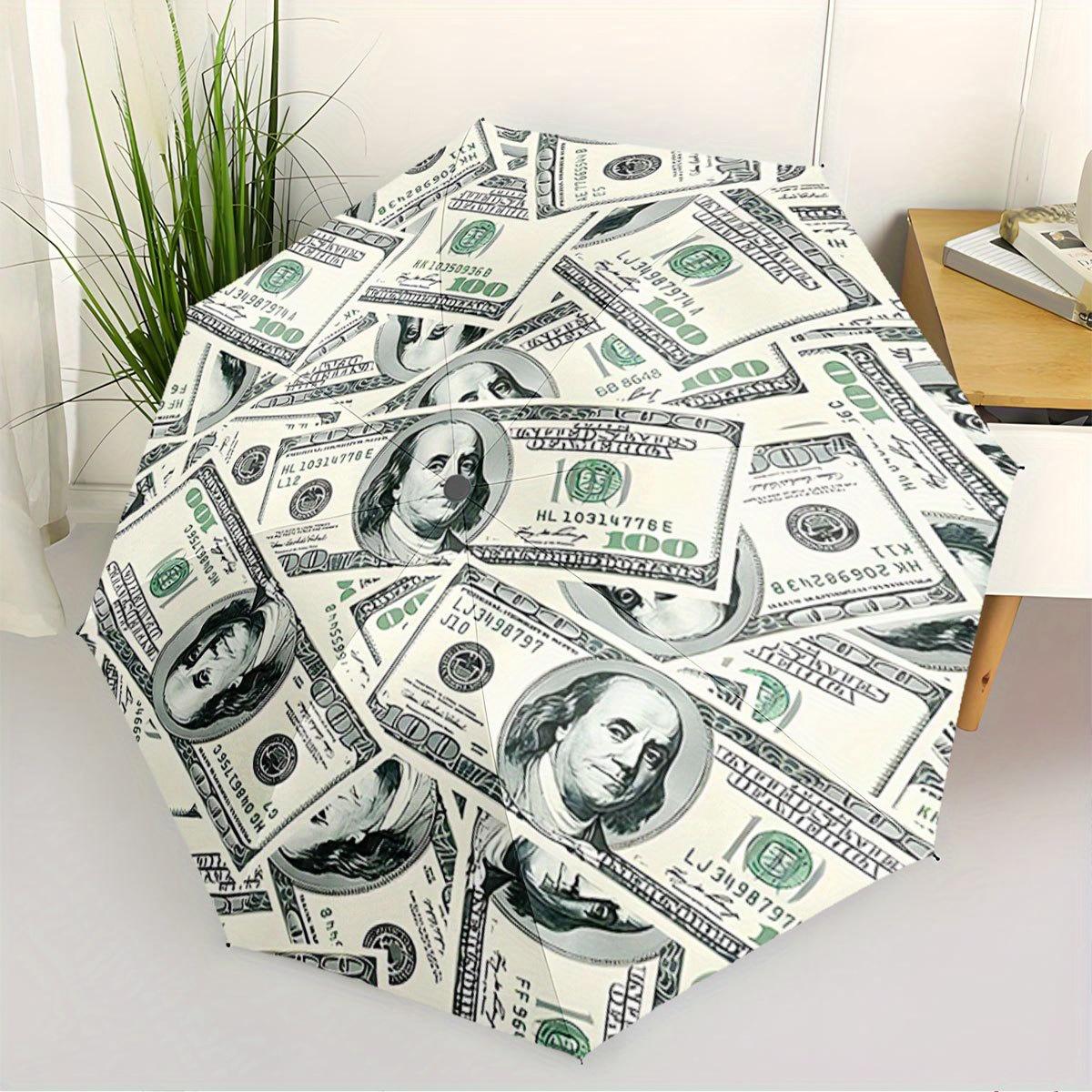 Automatic Open/Close Umbrella with US Dollar Bill Design - Folding Umbrella, Compact Travel Umbrella, Birthday/Christmas Gift
