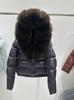 Women's Luxury Down Jacket with Real Fox Fur Hood and Thick Collar - Short Winter Outerwear