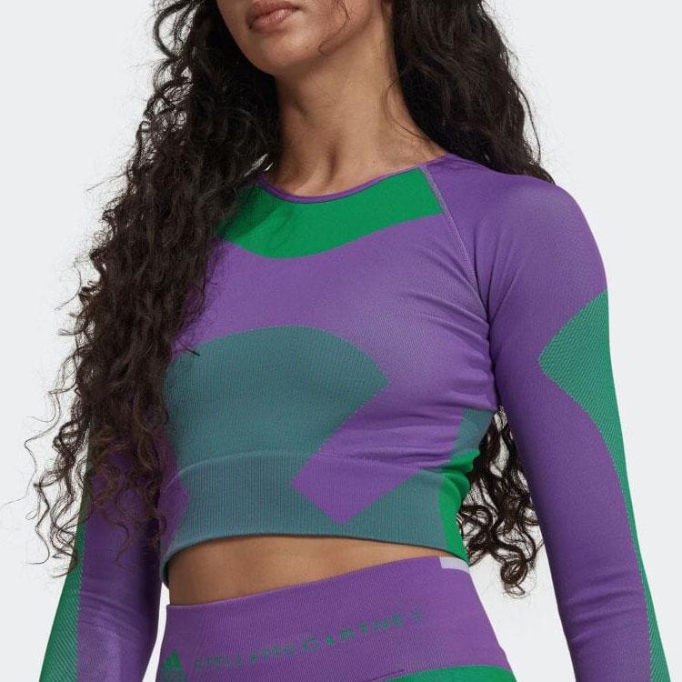 Adidas X Stella McCartney Collaboration Patchwork Fitted Long Sleeve T-Shirt Women Tops Multicolor HN2881