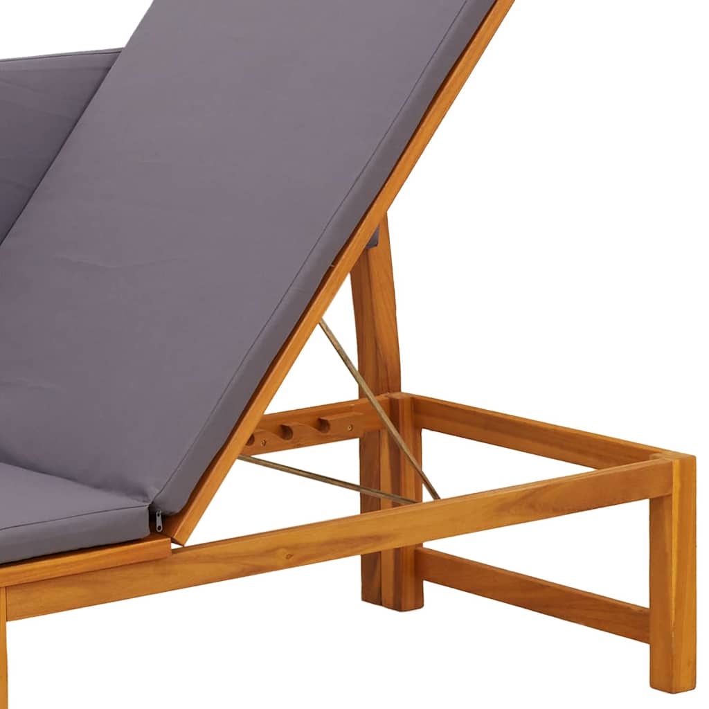Sun Lounger Oil Natural Finish 200 x 57 x 75 cm Solid Acacia Wood