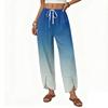 Women’s Casual Loose Straight Wide Leg Pants with Drawstring Waist and Printed Pattern Long Trousers for Everyday Wear