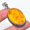 Natural Baltic Amber Gemstone 925 Sterling Silver Jewelry Pendant 2.25" AP-14120