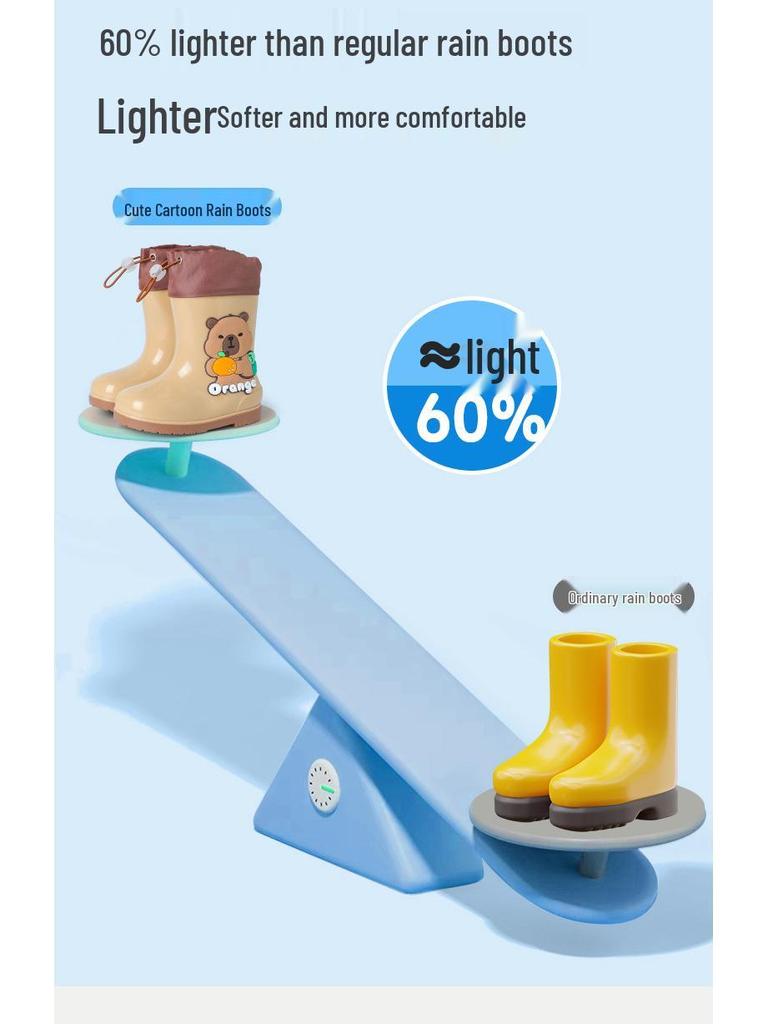 Capybara Kinder Gummistiefel, rutschfest, warm, mit weichen Sohlen