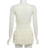 Sweet Spice Girl Wooden Ear Side Hollow Out Strappy Camisole Tank Top Women Summer Lace Lace Pom Pom Shorts 2 Piece