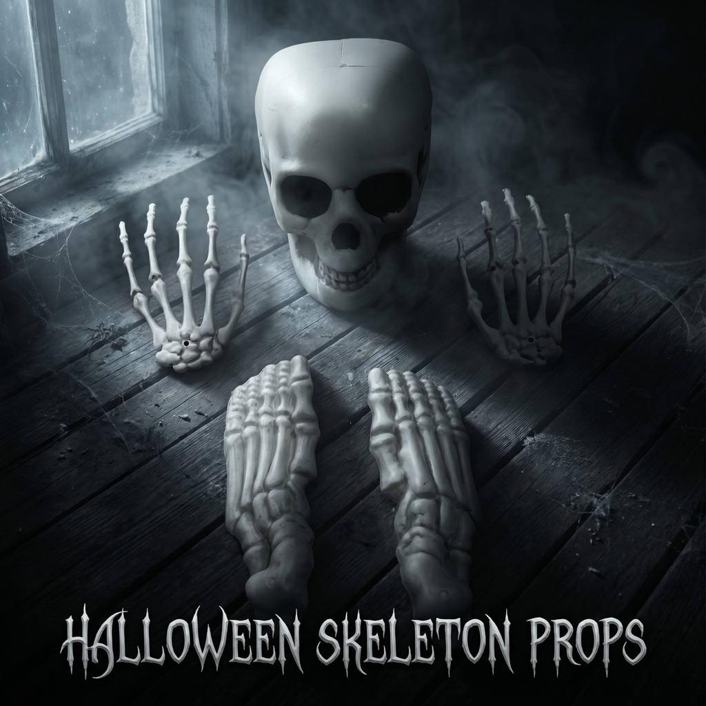 Accessoires Squelette Halloween Lot de 5 Pièces - Faux Réaliste pour Décoration de Maison