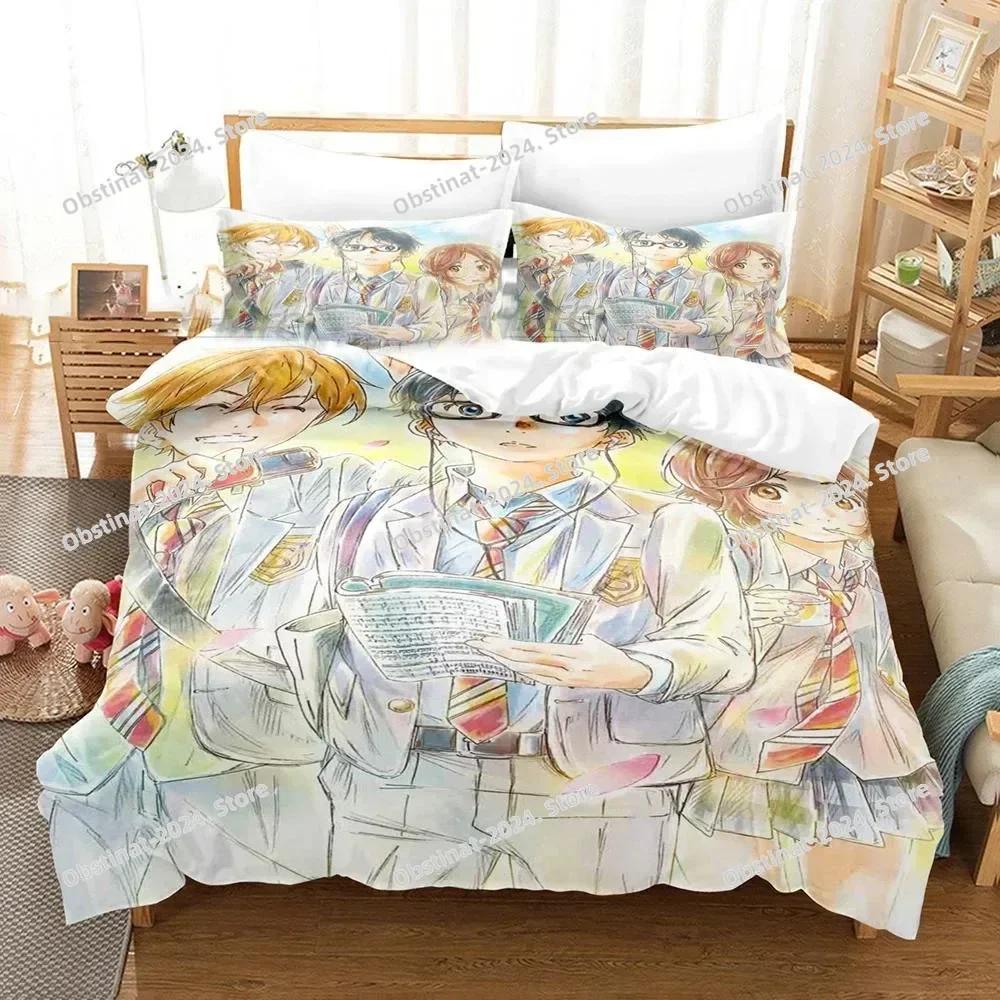 3D Anime Your Lie in April Kaori Miyazono Beding Set Young Boys Young Girls Twin Quen Sized Dimensions Soft Duvet Cover Pilowcase Bed Children Kids