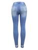 2025 Women's European & American Style Ripped Stretch Jeans - Mid-Waist, Long Length, Slim Fit.