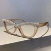Men Anti Blue Light Far Sight Eyeglasses Cat Eye Diamond Studded Reading Glasses Women Presbyopia Glasses