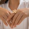 Exaggerated French Disc Pleated Metal Ring, Simple Irregular Niche Flower Ring
