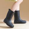 Hot-selling Fashion Water Shoes Women's Rain Shoes Medium Tube Solid Color Simple Waterproof, Non-slip and Wear-resistant Outer Water Boots