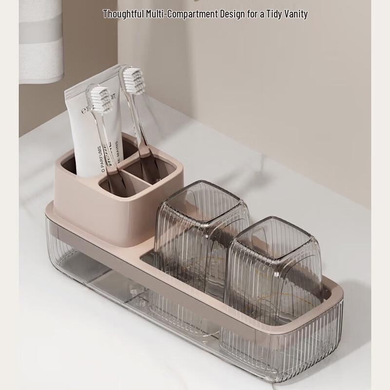 Transparent Desktop Toothbrush Holder and Cup Set