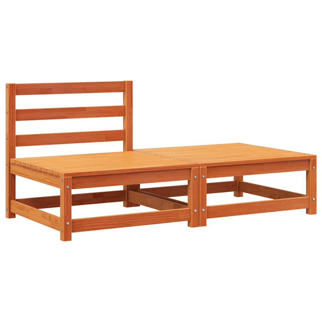 Gartensofa ohne Armlehnen mit Hocker Wachsbraun Kiefernholz