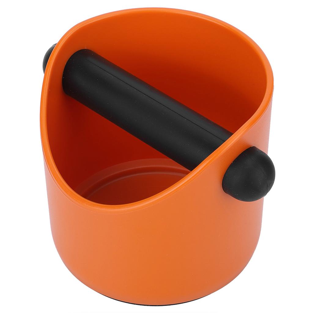 Mini Coffee Grounds Container NonSlip Straight Port Household Grind Bucket Knock Bin Box(Orange )