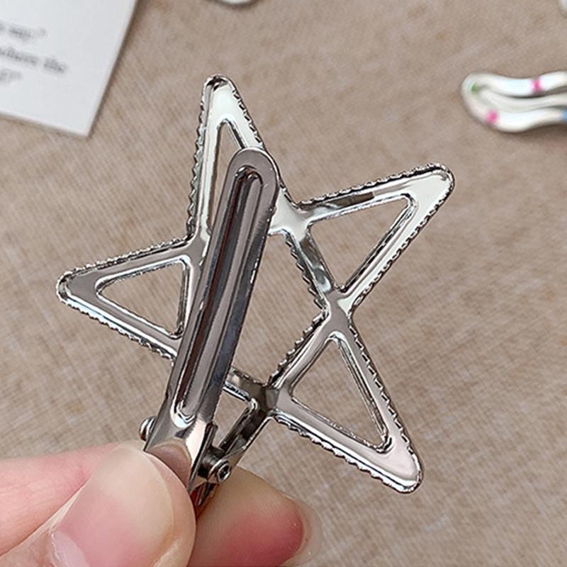 Colorful Dot Metal Hairpins For Women Girls Star Hair Clip Multiple Styles Seamless Duckbill Clip Girls Hair