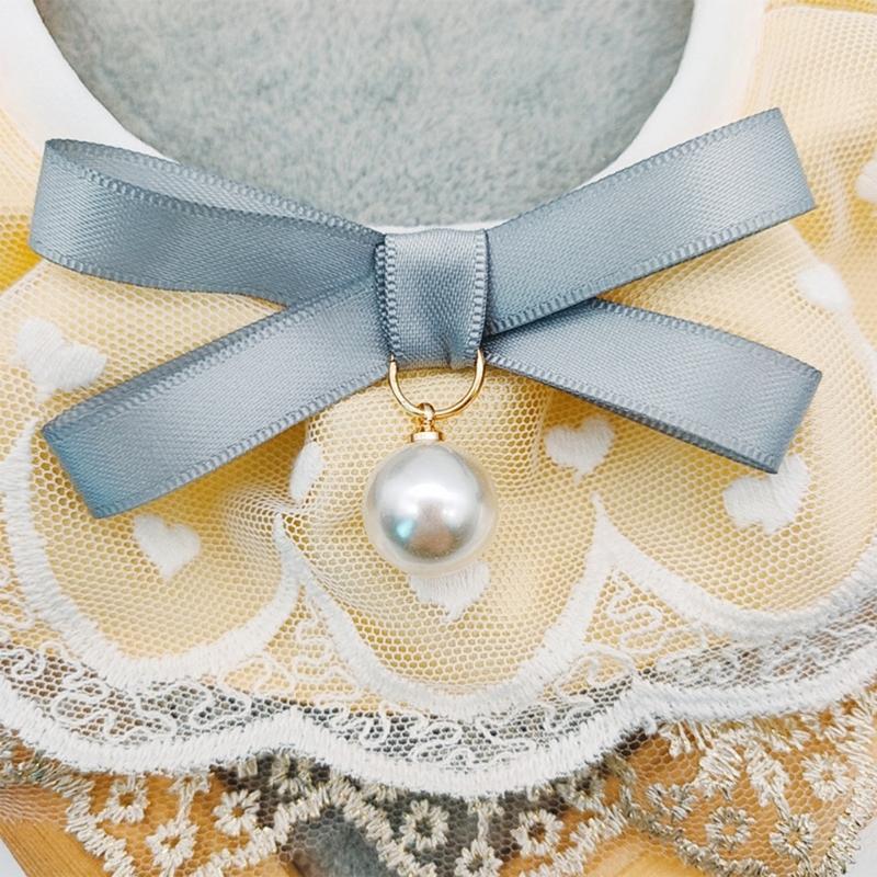 Cats Wedding Costume Princess Wedding Dress Bandana Collar with Delicate Lace Trim Ribbon Bowknot for Cats Only