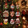 Winter Holiday Commemorative Gift Christmas Wooden Photo Frame Ornament, Snowman Santa Reindeer Hanging Custom Holder for Holidays Decor with