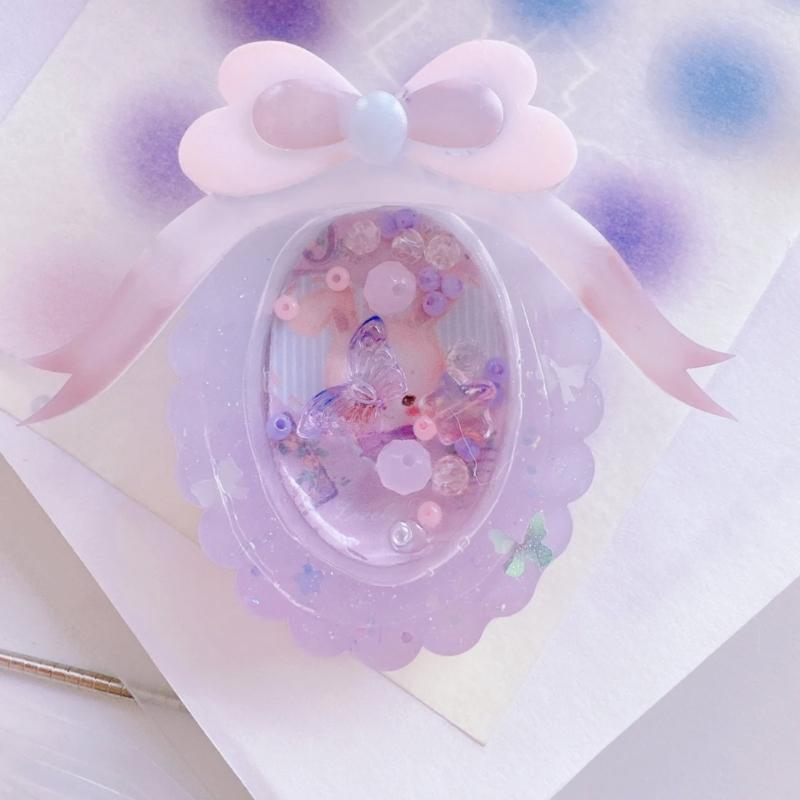 Bowknot Ornament Quicksand Silicone Mold Keyring Pendant Handmade Decoration Mold for Valentines Day Birthday Gift