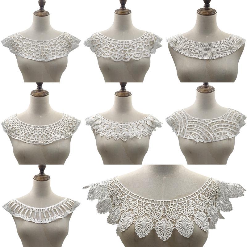 Water-Soluble Lace Chest Collar, Three-Dimensional Hollow Embroidered Corsage Diy Lace Accessories, Curved Semi-Circular Embroidered Fake Collar