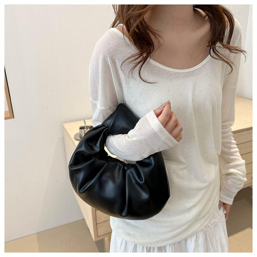 Simple PU Leather Shoulder Bags Lightweight Large Capacity Handbags Solid Color Totes for Women Girls