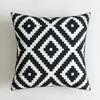 Home Decorative Embroidered Cushion Cover Black White Canvas Cotton Square Embroidery Pillow Cover 45X45Cm For Sofa Bed Chair
