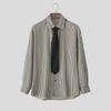 INCERUN S-5XL Men Turn-down Collar Tie Long Sleeve Striped Casual College Style Shirts