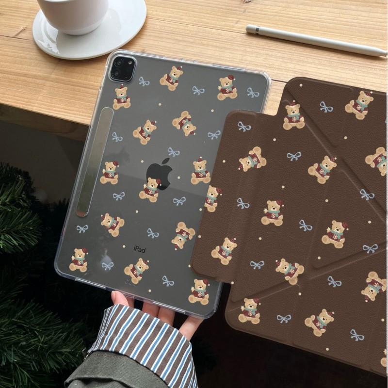 Cartoon Bear Bow Case IPad Air Pro Mini 10th Gen With Stand Sleep Function TPU Hard Shell Side Magnetic Detachable