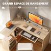 Corner Desk, 120 x 100 x 76 cm, L-Shaped Computer Desk, Keyboard Tray, 4 Open Compartments, Natural