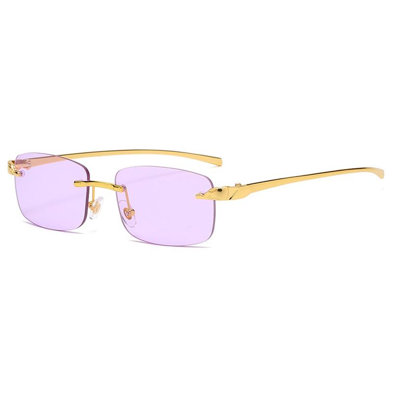 Fashion Vintage Rimless Square Sunglasses Women Men Luxury Brand Designer Popular Travel Driving Metal Small Sun Glasses Uv400