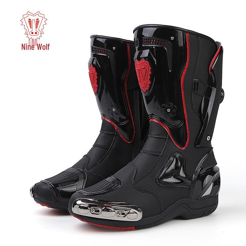 Unisex High-Top Off-Road Motorcycle Riding Boots with Rotary Buckle
