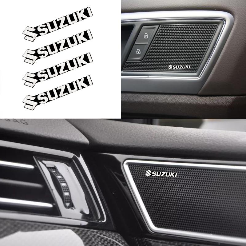 S Logo Car Styling Audio Decorate 3D Aluminum Badge Emblem Sticker Accessory For Suzuki Grand Swift Jimny Vitara Baleno SX4 Alto