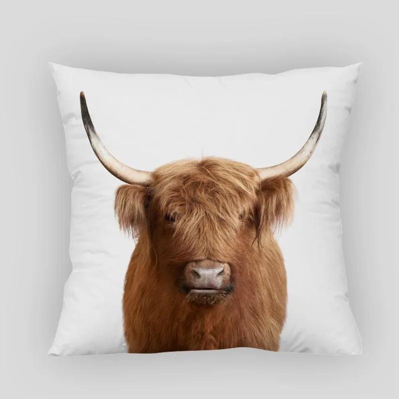 Highland Cow Pillow Cover Customize Pillowcase Modern Home Decorative Pillow Case For Living Room 45X45cm,40X40cm