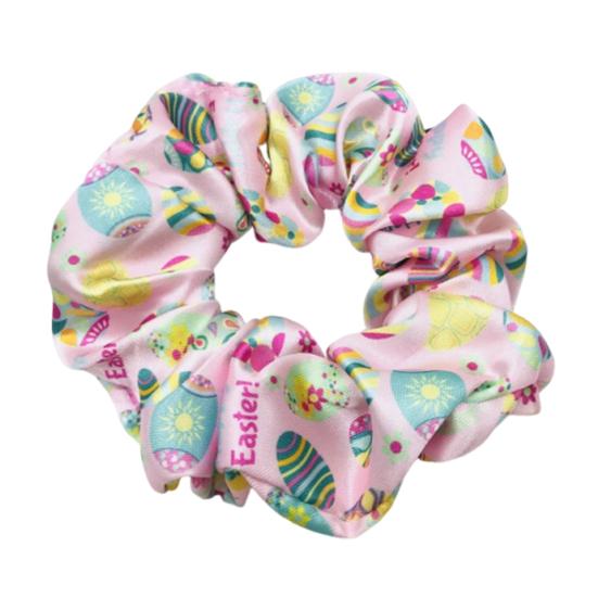 Women Hair Tie High Elasticity Colorful Easter Egg Print Hair Scrunchy Smooth Satin Texture Ponytail Holder Versatile Hair Accessory