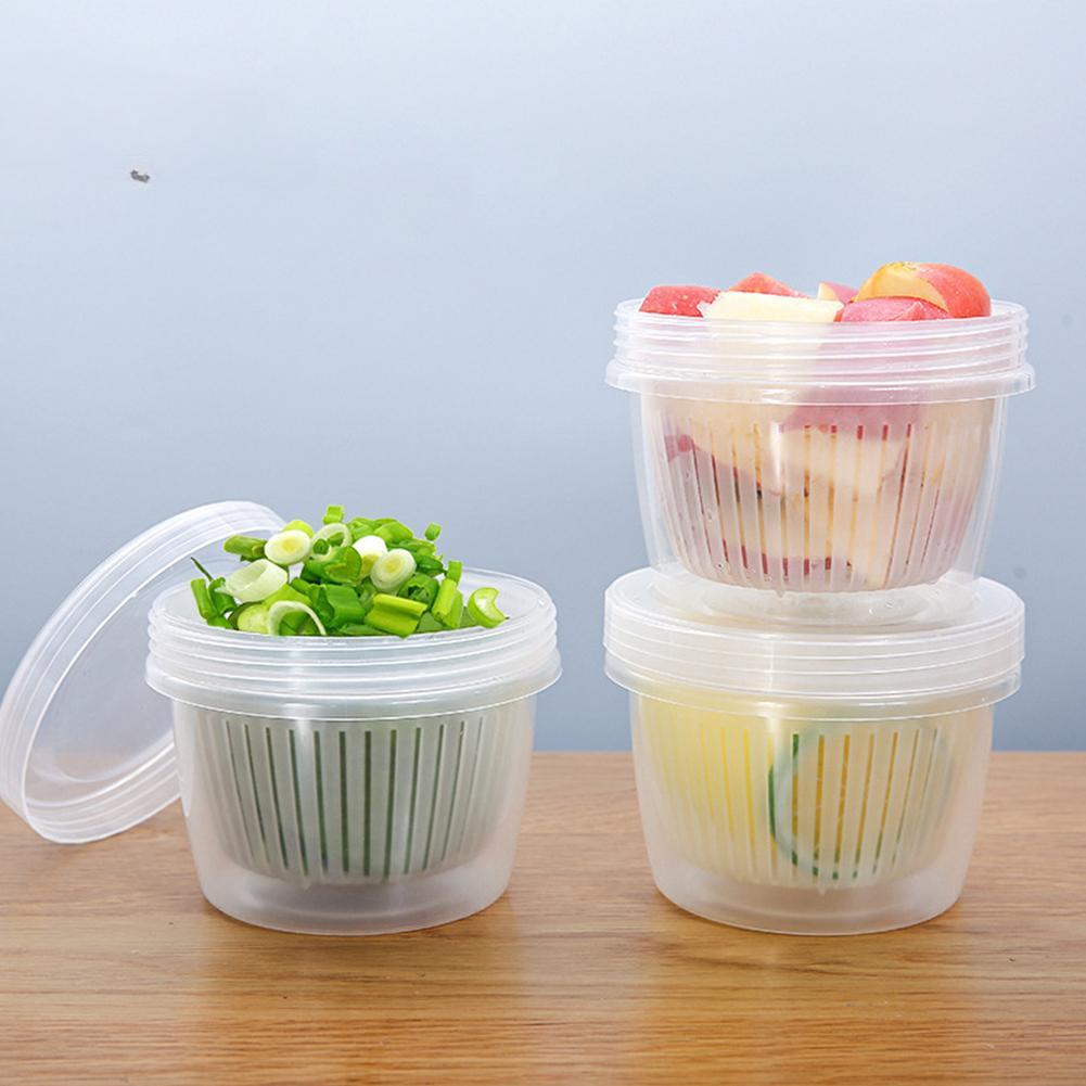 1 ADET Ev Mutfak Çift Katmanlı Sızdırmaz Soğan Meyve Gıda Süzgeç Saklama Kutusu Kap