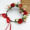 Vintage Forest Flower Wreath Adjustable Ribbon Plastic Floral Headband Flower Flower Leaf Headbands Wedding