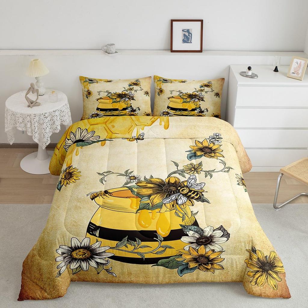 Erosebridal Horse Quilt Twin Size, Farmhouse Western Cowboy Cowgirls Duvet Insert for Kids Boys Girls Teens, Cartoon Kawaii Horse Bedding Se