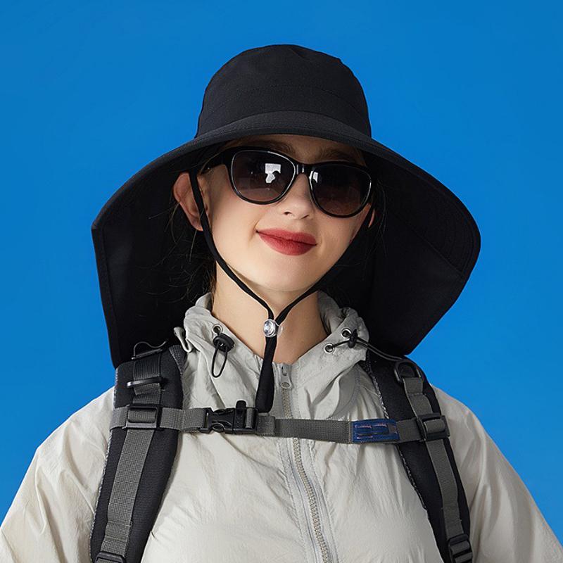 Pălărie cu șal de protecție solară de vară în aer liber Pălărie de drumeție în coadă de cal cu două scopuri Pălărie de pescar