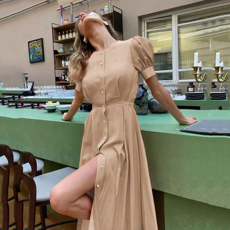 

Fashion Fashion High Waist Dress Midi Dress High Waist Midi Blouse Dress Women Khaki S