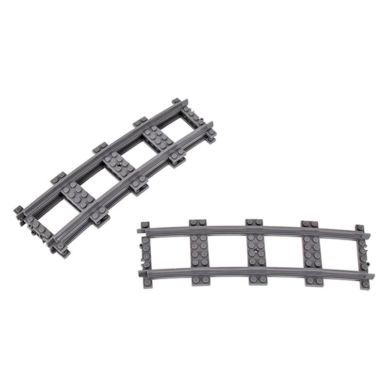 MOC City Block Switch Cross Forked Curved Rails Construction Brick Train Rail Curve Tracks R56 R72 R88 R104 Creative DIY Toy