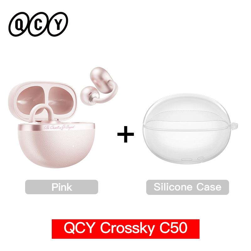 QCY Crossky C50 Open Ear Wireless Earbuds Bluetooth 6.0 Comfort Clip On Sports Earphone 4 Mic AI Clear Call Bass Boost Headphone 4